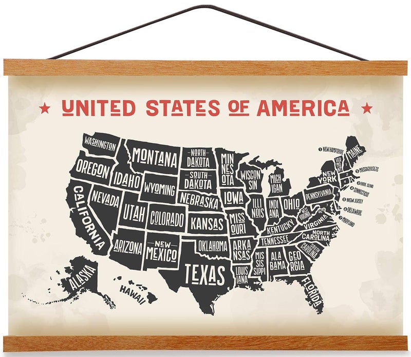 HONKKI Magnetic Poster Hanger Frame for 20x30 20x28 20x20 Movie Music Posters Wall Art,Teak Wood Picture Frames for Large Canvas Diamond Map Decor, Living Room Calendar Banner Tapestry Photo Hanging Stand - Image 1